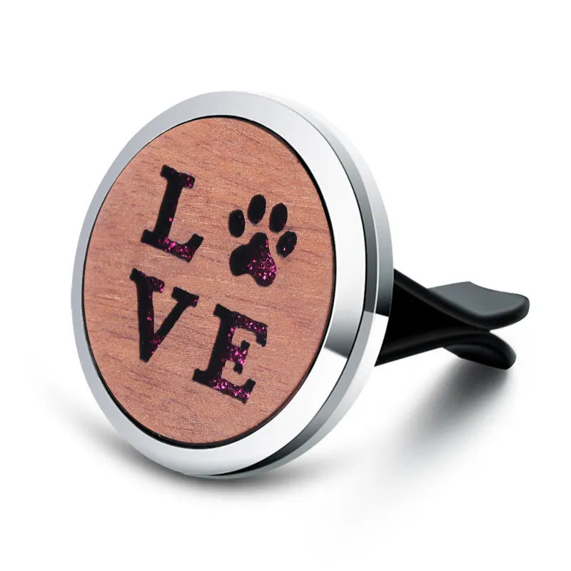 Round alloy wood car aromatherapy clip for air freshener discs with incense holder