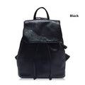 Genuine leather women's backpack in black with waterproof finish and multiple internal compartments