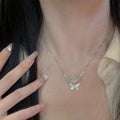 Hetian jade silver butterfly bracelet and necklace set for women with electroplated copper construction