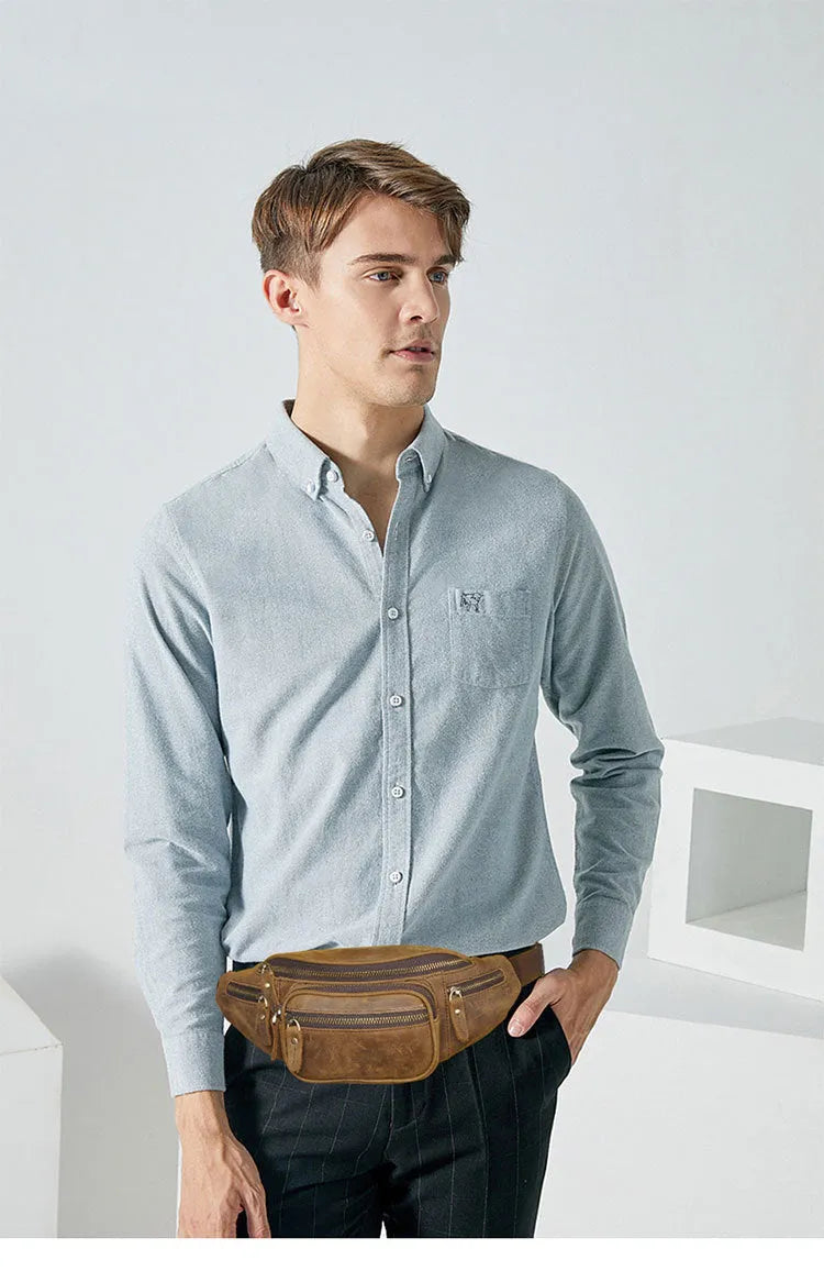 Brown leather retro shoulder messenger bag with single strap showing 32cm width dimensions