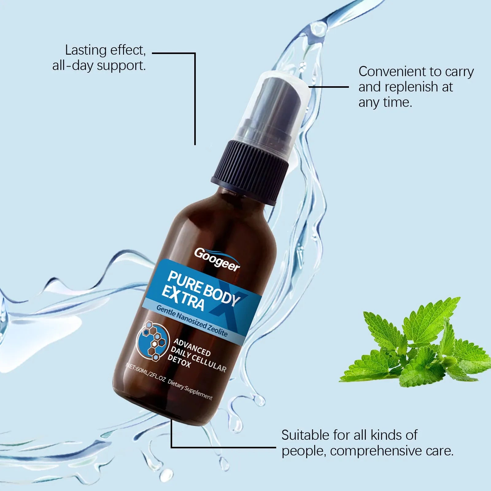 Googeer Body Care Oral Spray 60ml body treatment in standard specification packaging