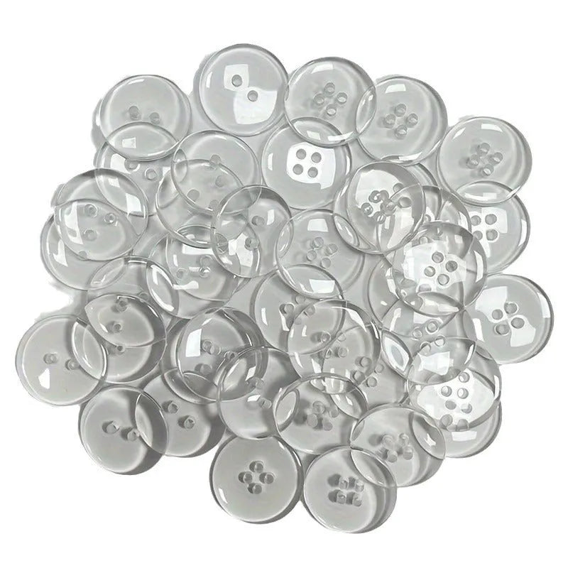 Transparent resin two eye button 10mm for sewing and craft projects