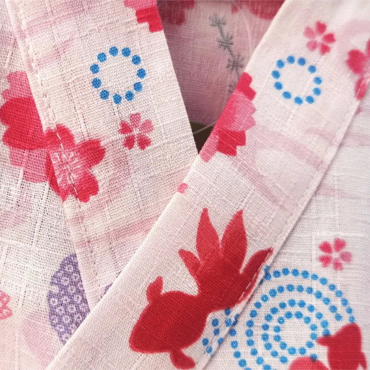 Cotton cherry blossom short sleeve home suit in pink with matching parent and child sizes 90cm to 185cm