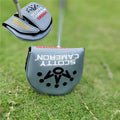 Grey semicircle straight strip PU leather golf putter head cover with one-line design