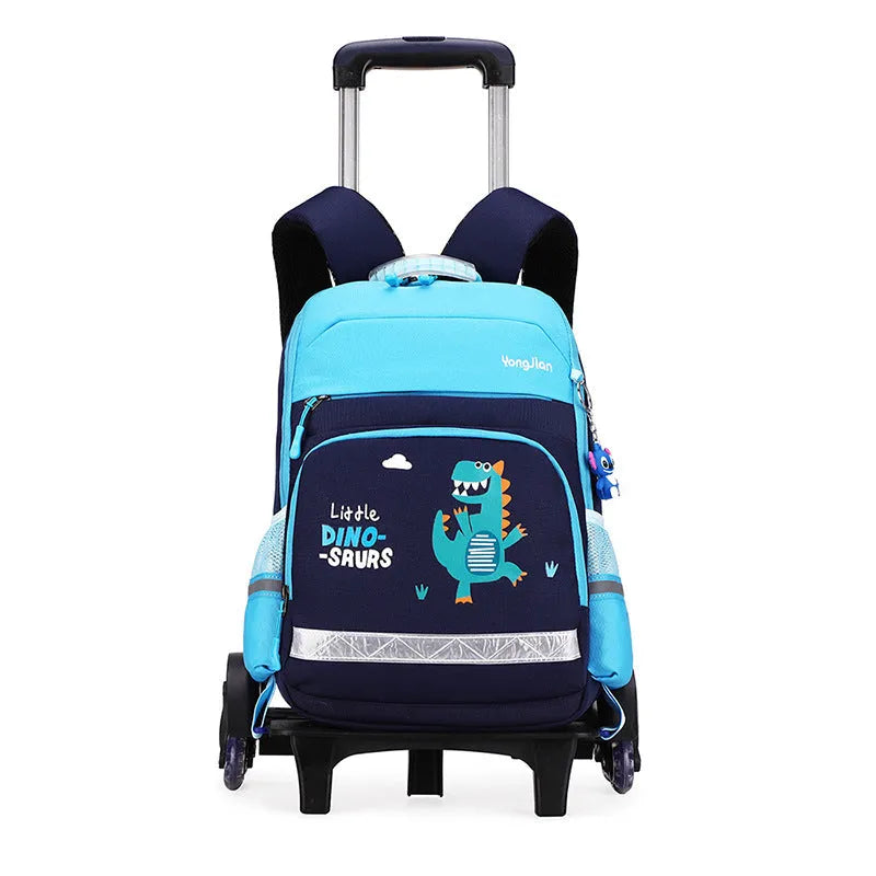 Korean detachable trolley school backpack in Oxford cloth with wheels, red and black colour options