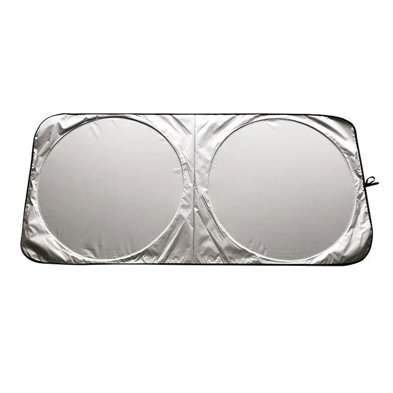 Silver tape car sunshade measuring 190x90cm with storage bag for universal vehicle fit