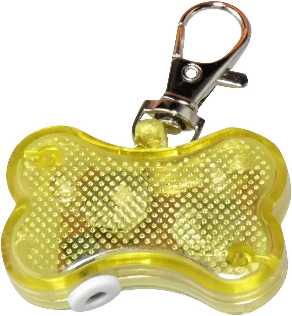 LED bone-shaped pendant for pet collars in various colours with three lighting modes