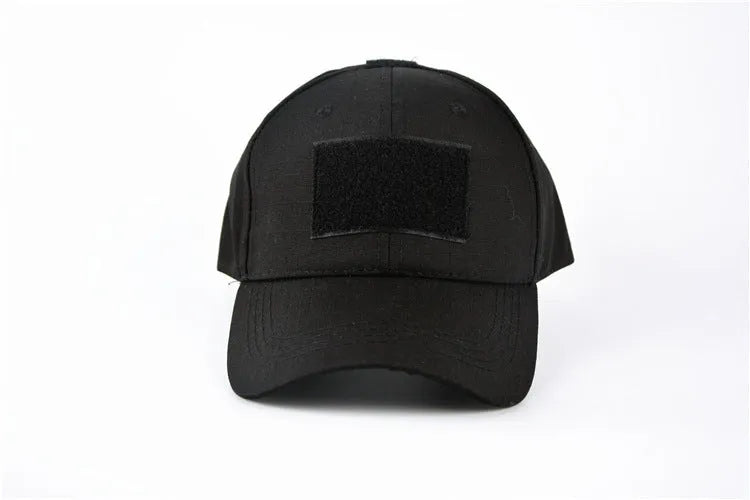 Cotton twill baseball cap with embroidered letters and Velcro fastening in black colour