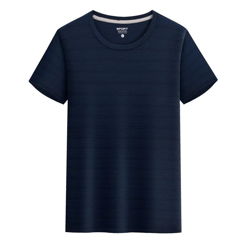 Crystal silk round neck t-shirt in solid colours with quick-drying polyester and spandex fabric