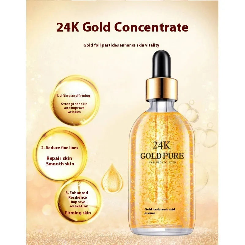 24K gold nicotinamide hyaluronic acid facial essence liquid with ginseng for skincare