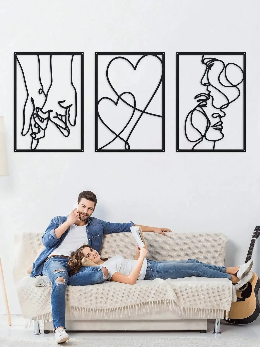 Three iron wall decorations in modern simplicity style for bedroom and living room