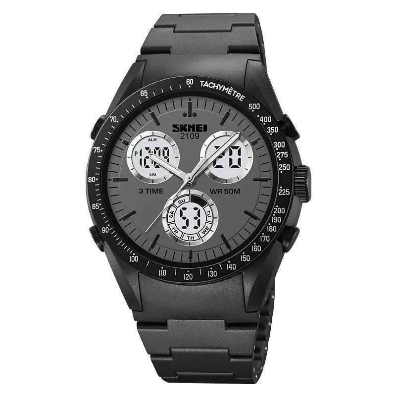 Casual electronic watch with a digital display, TPU strap, and ABS case shown in Army Green camouflage colour.