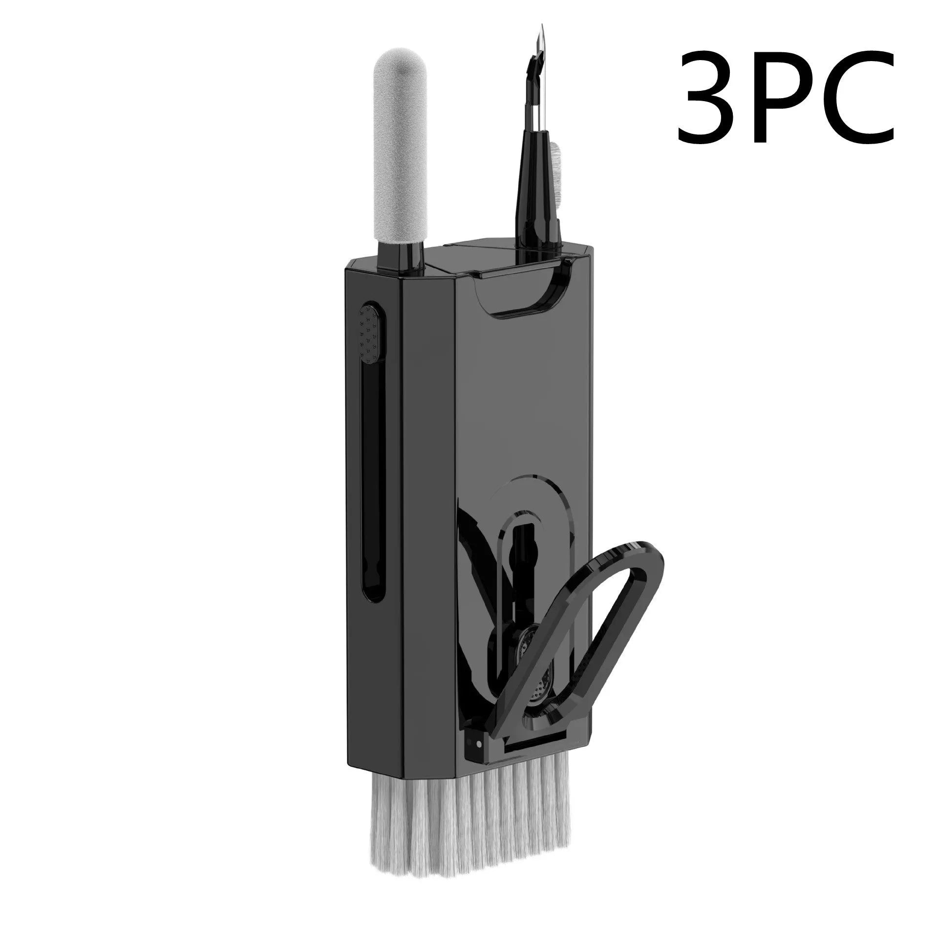 5-in-1 screen and earphone cleaning kit with integrated brush, sponge and metal tip tools