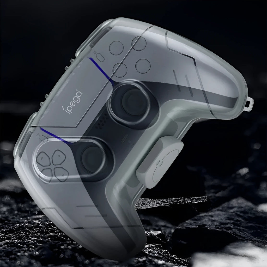 Hard plastic transparent grey game controller storage case for console accessories.