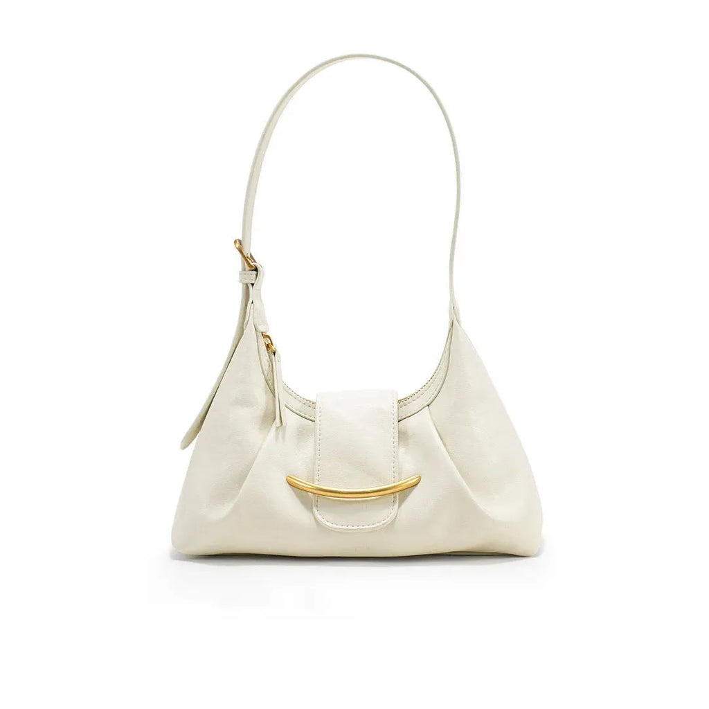 Genuine leather crossbody tote bag first layer cowhide horizontal square 26cm beige