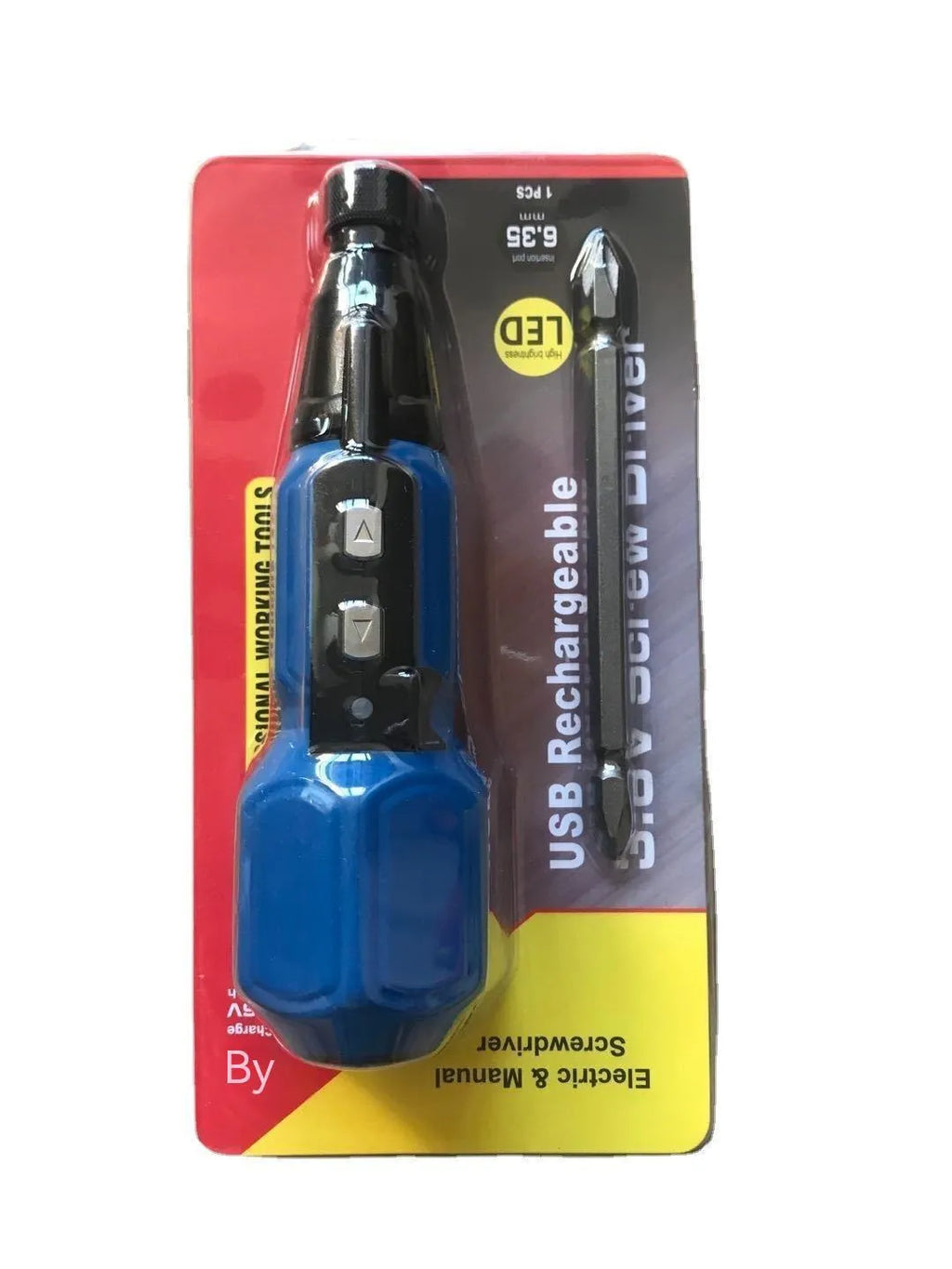 Black and blue alloy steel straight handle rechargeable electric screwdriver with 36V lithium battery