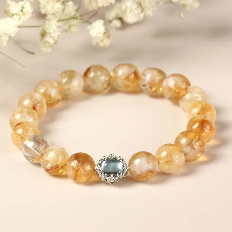 Geometric crystal citrine bracelet with 10mm size and grinding treatment in unisex style.