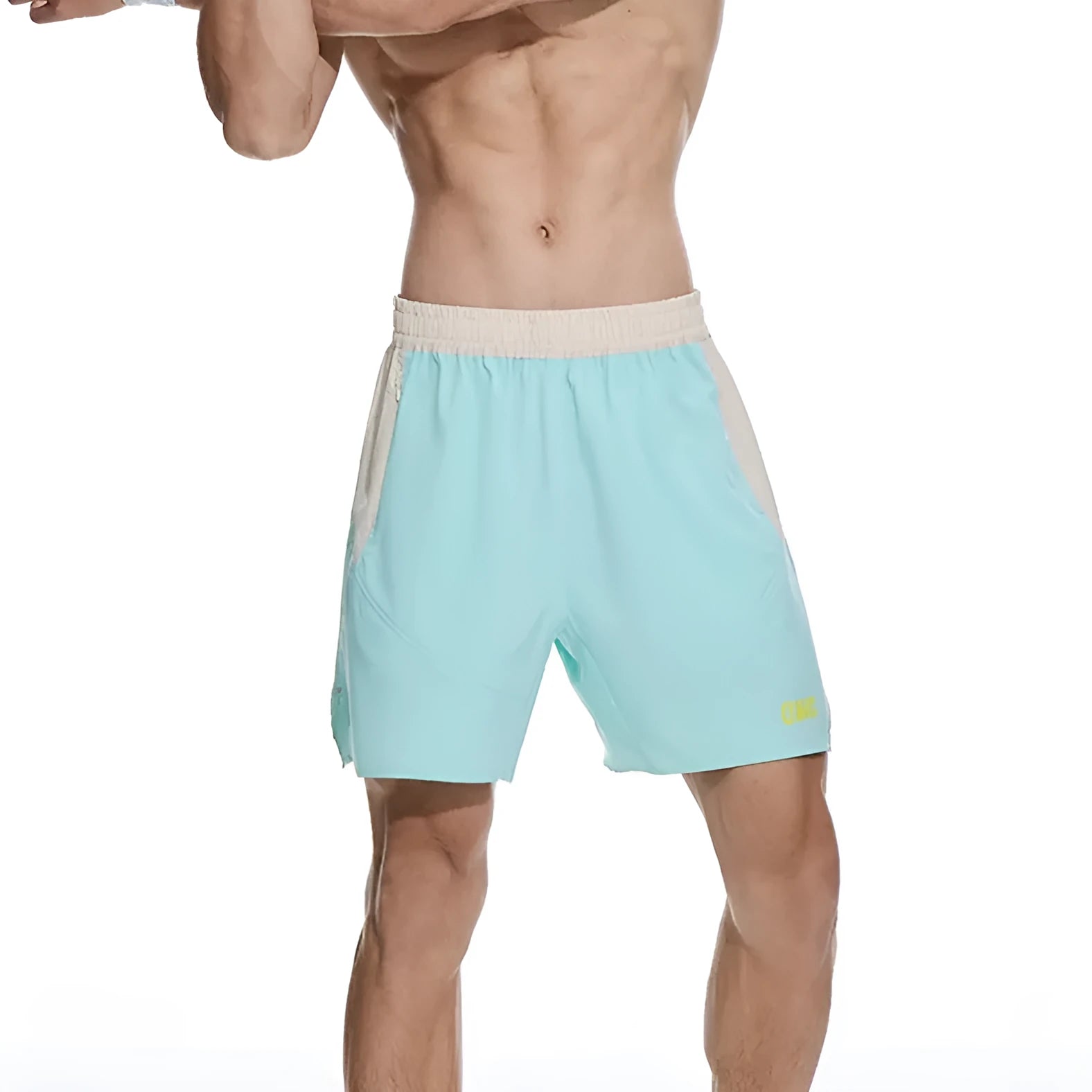 Men's loose fit workout shorts in dark rock ash colour with elastic waist and lace-up fly