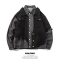Loose fit black men's coat Harajuku Hong Kong style with straight hem and cotton blend fabric