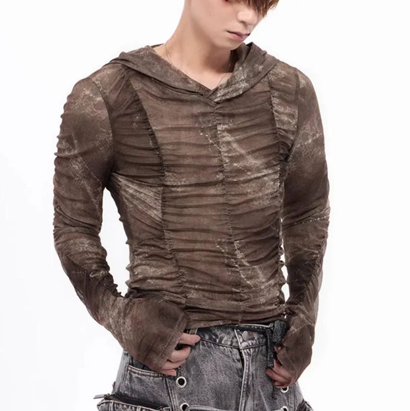 Boys' lightweight pleated shirt in ice silk polyester fabric, picture colour option, Asian sizing