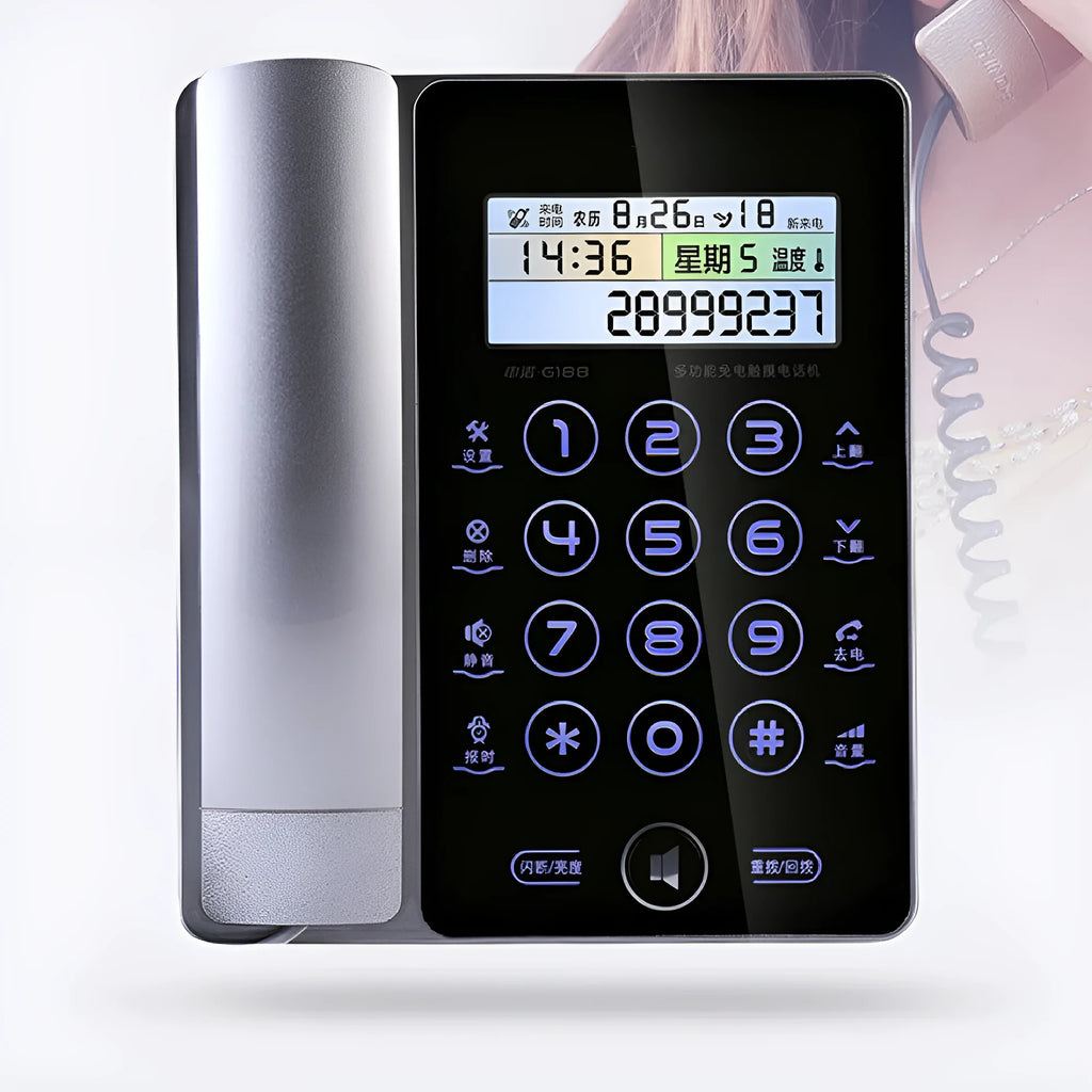 G188 gold and pink touch screen fixed telephone landline with handset