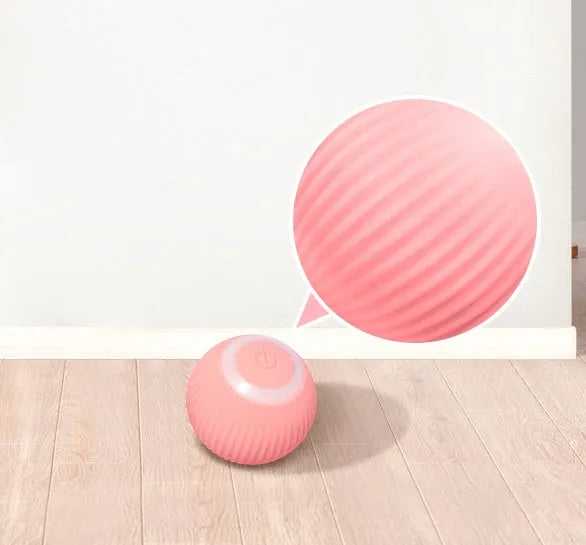 Green automatic rotating ball cat toy with 43mm diameter for claw control and intelligent obstacle avoidance