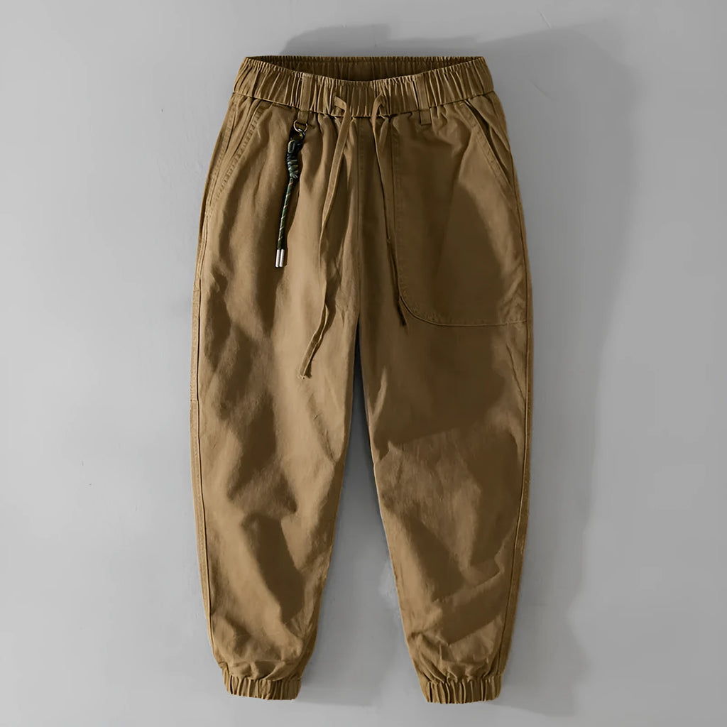 Men's cotton Amekaji style overalls with banded ankles in Army Green.
