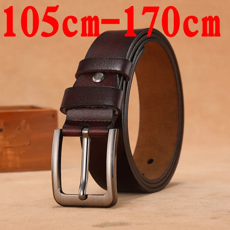 Alloy square-head pin buckle casual belt in black or brown, showing needle buckle fastening.