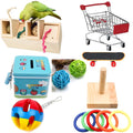 Wooden parrot puzzle training toy set for bird enrichment activities