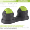 Caramel mocha and green massage balls for cold hot compress therapy on a wooden surface