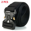 Men's thick canvas tactical belt with alloy release buckle in Army Green colour showing 120cm length.