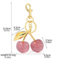 Three-dimensional cherry pendant key ring in zinc alloy with red or pink colour options