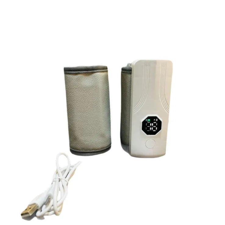 Grey and white car charger electric milk warmer for baby bottles.