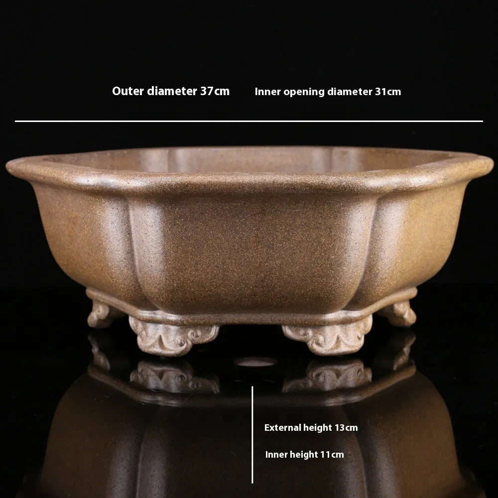 Handmade large purple sand tea basin for firewood ceremonies