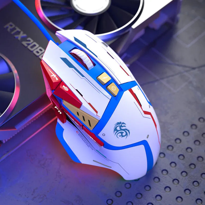 Desktop wired automatic pressure grab mouse, ergonomic design, four-way wheel, Primordial Ghost Claw colour