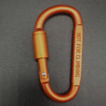 D-type aluminium locking carabiner in a selection of ten colours on a grey background.