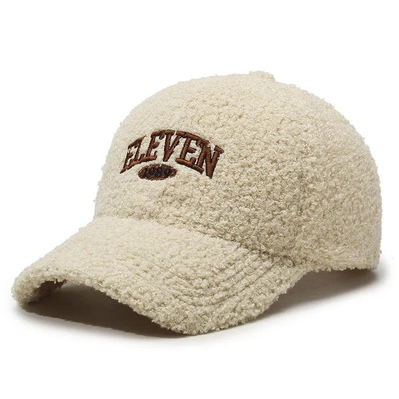 Winter lambskin baseball cap with dome crown in adjustable size showing colour options