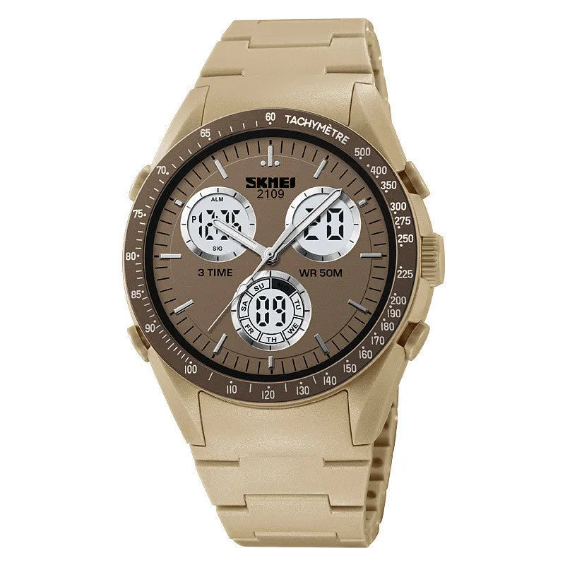Casual electronic watch with a digital display, TPU strap, and ABS case shown in Army Green camouflage colour.