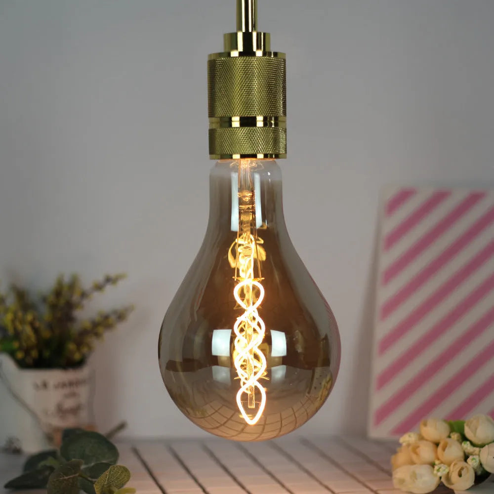 Double helix LED soft light strip in gold spiral finish showing compact size.
