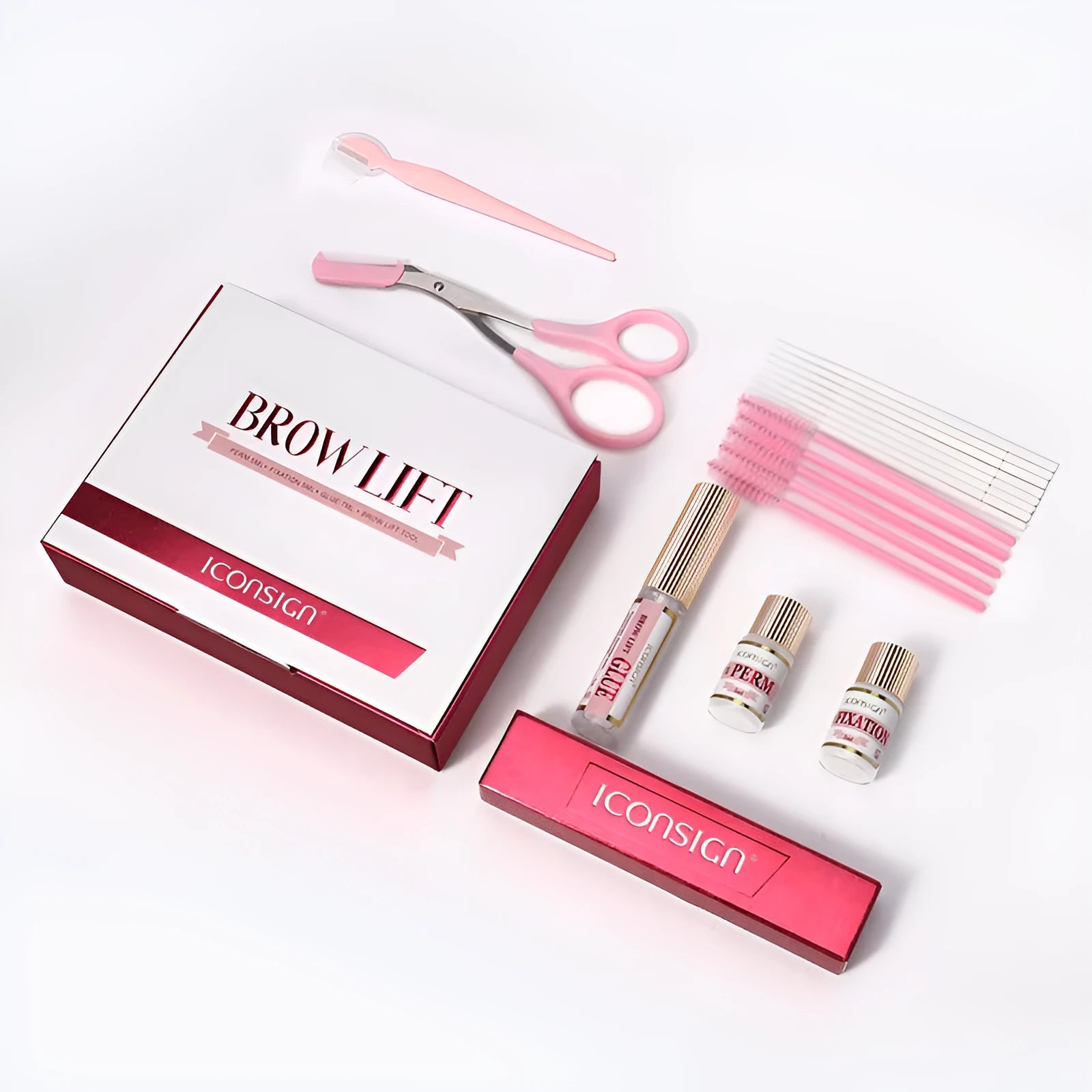Pink eyebrow scalding suit keratosis treatment kit with quick ironing applicator