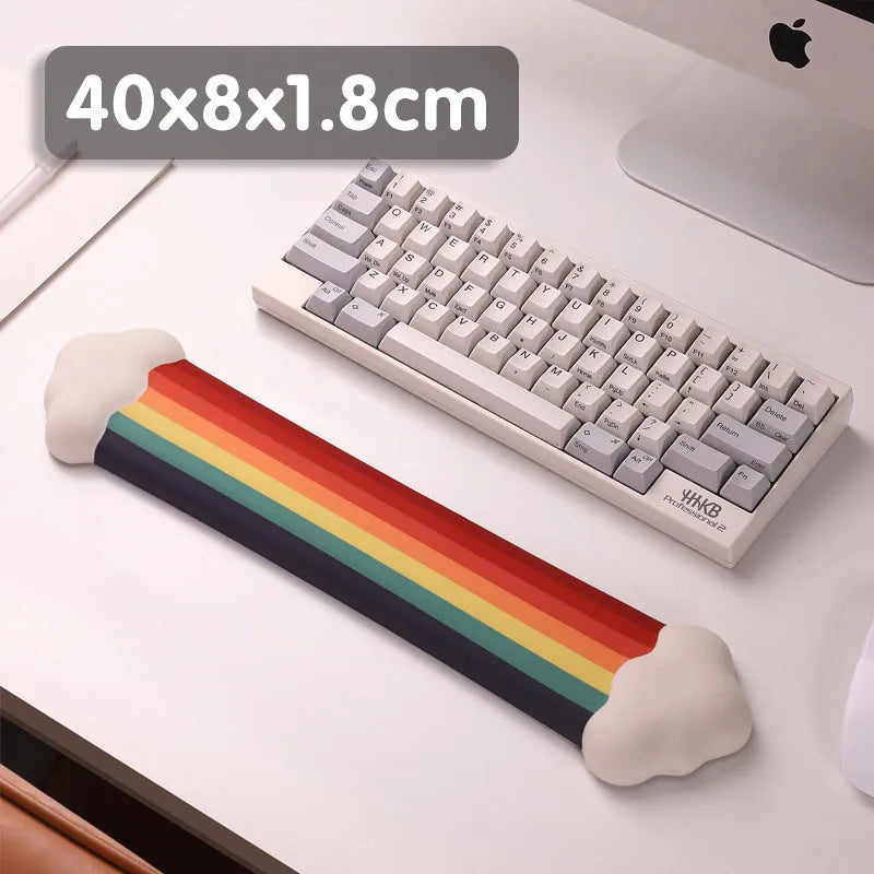 Silicone mouse pad and keyboard wrist rest set with pastoral cloud design in choice of colours
