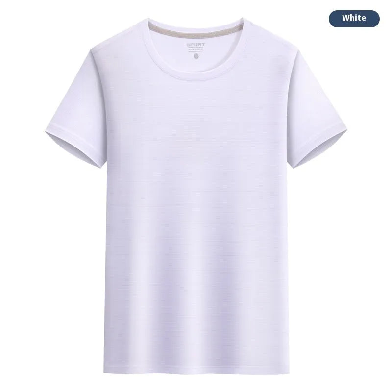 Crystal silk round neck t-shirt in solid colours with quick-drying polyester and spandex fabric