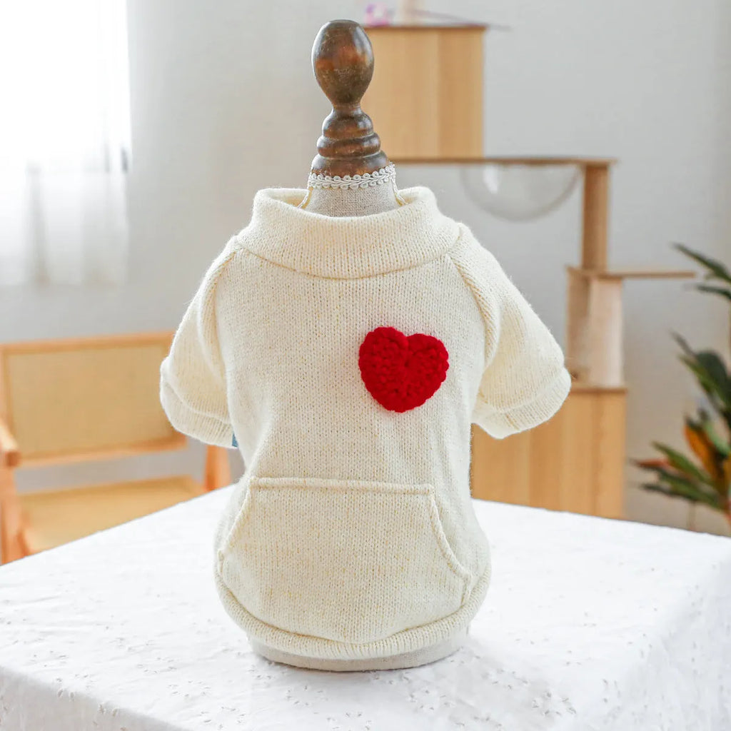 Casual polyester round-neck pet sweater shirt for small dogs and cats in multiple sizes