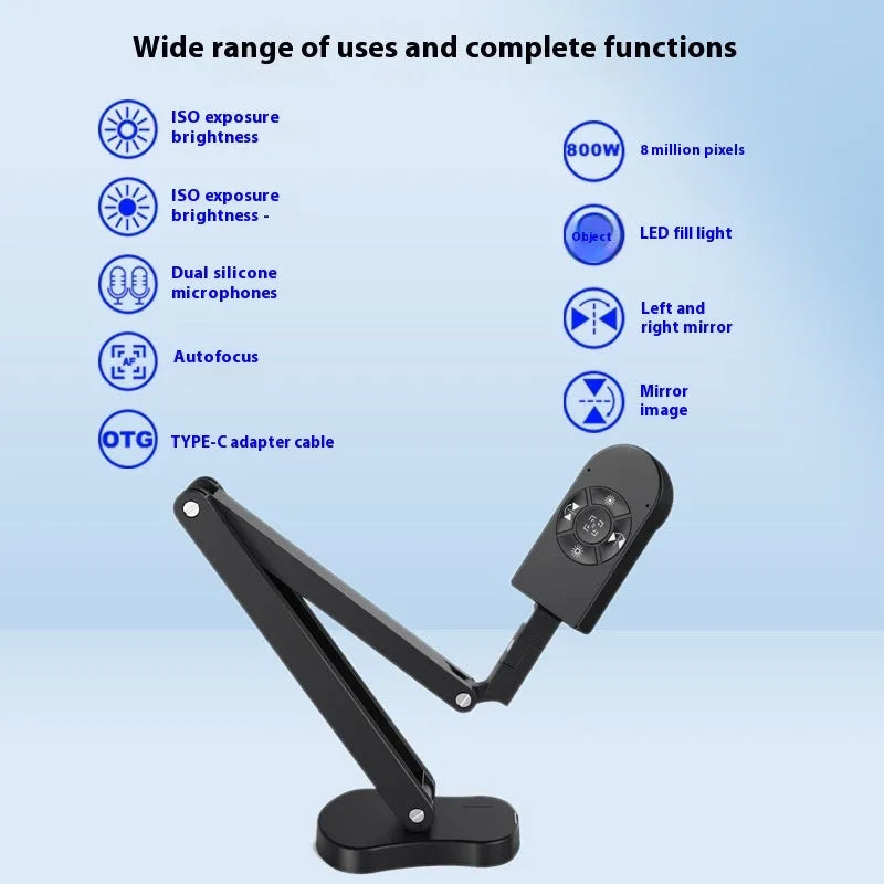 Computer webcam with microphone showing USB cable connection and compact design