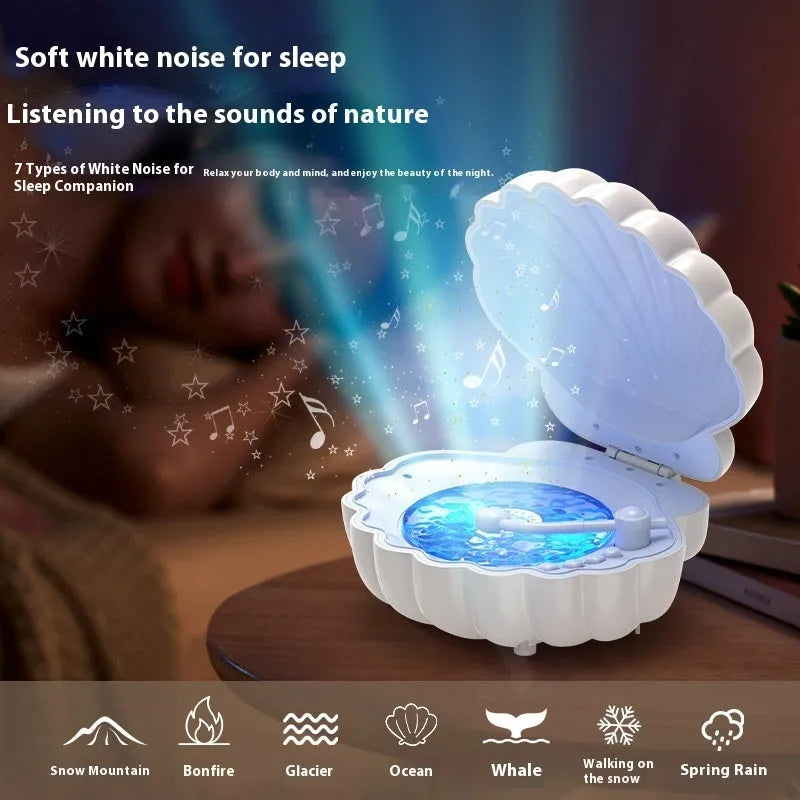 Retro vinyl record player shaped shell lamp with LED lighting in blue colour option