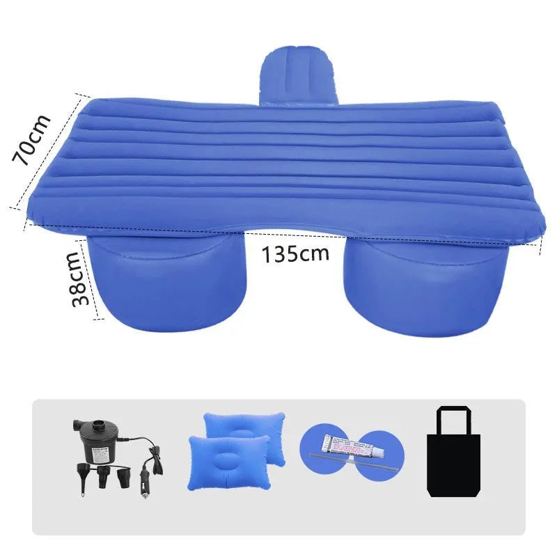 Car rear inflatable bed 135cm PVC flocking automatic inflation for SUV MPV beige colour with pillows