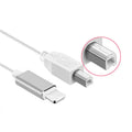 Three-in-one electric piano keyboard data cable with USB, Lightning, and Micro USB connectors
