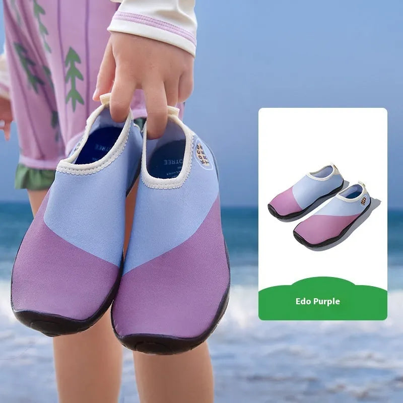Children's anti-slip beach shoes in Edo purple with rubber sole and breathable upper