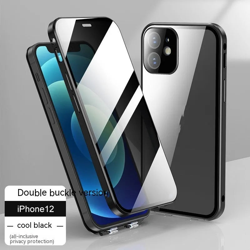 Ultra-thin tempered glass phone case for Apple 12 with privacy screen in black