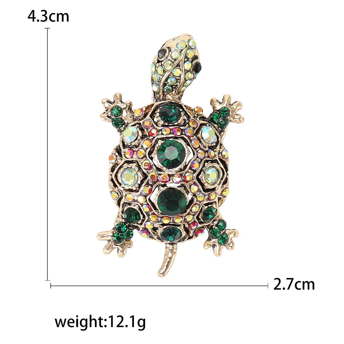 Women's retro rhinestone turtle brooch in alloy with blue, green and red colour options